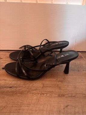 Kiss Black Strappy Mid-Heel Sandals
